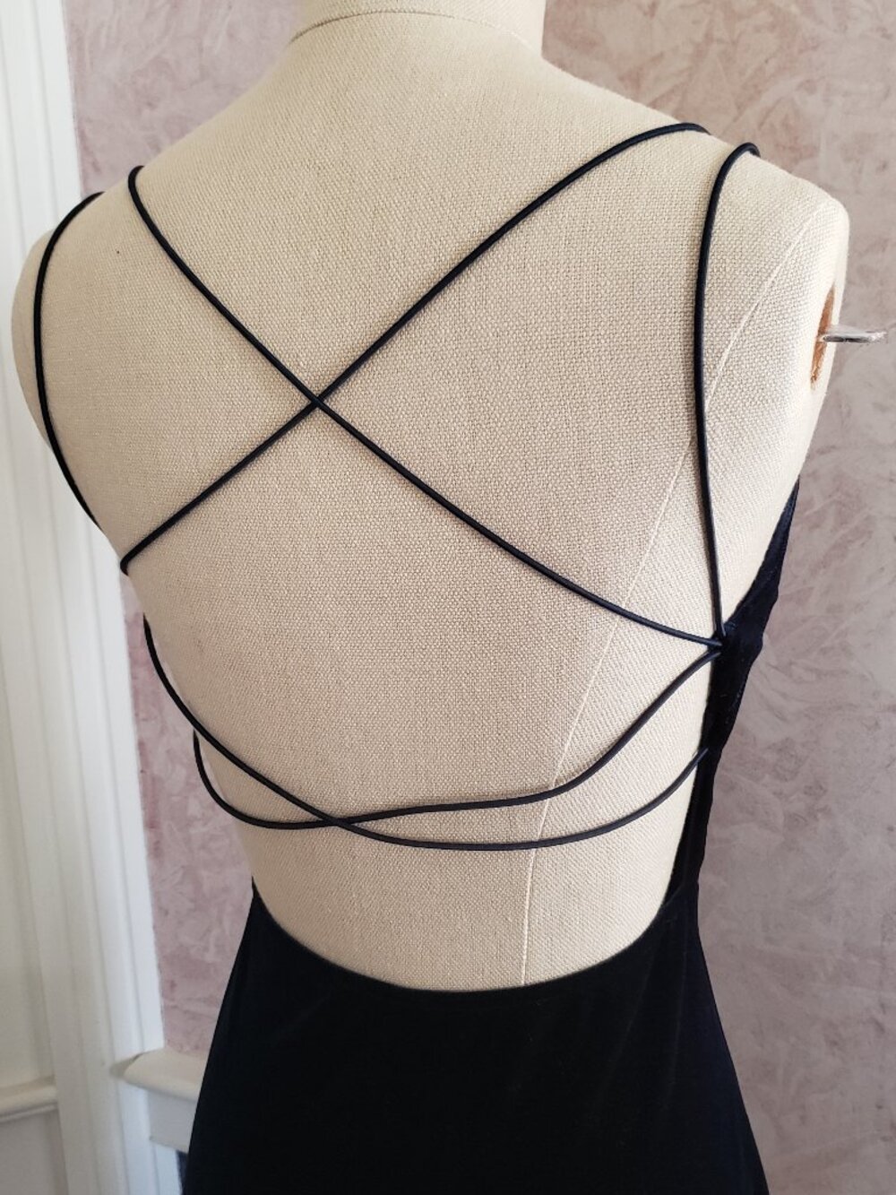 Dark Blue Velvet Windsor Backless Cocktail dress XS - Picture 7 of 10
